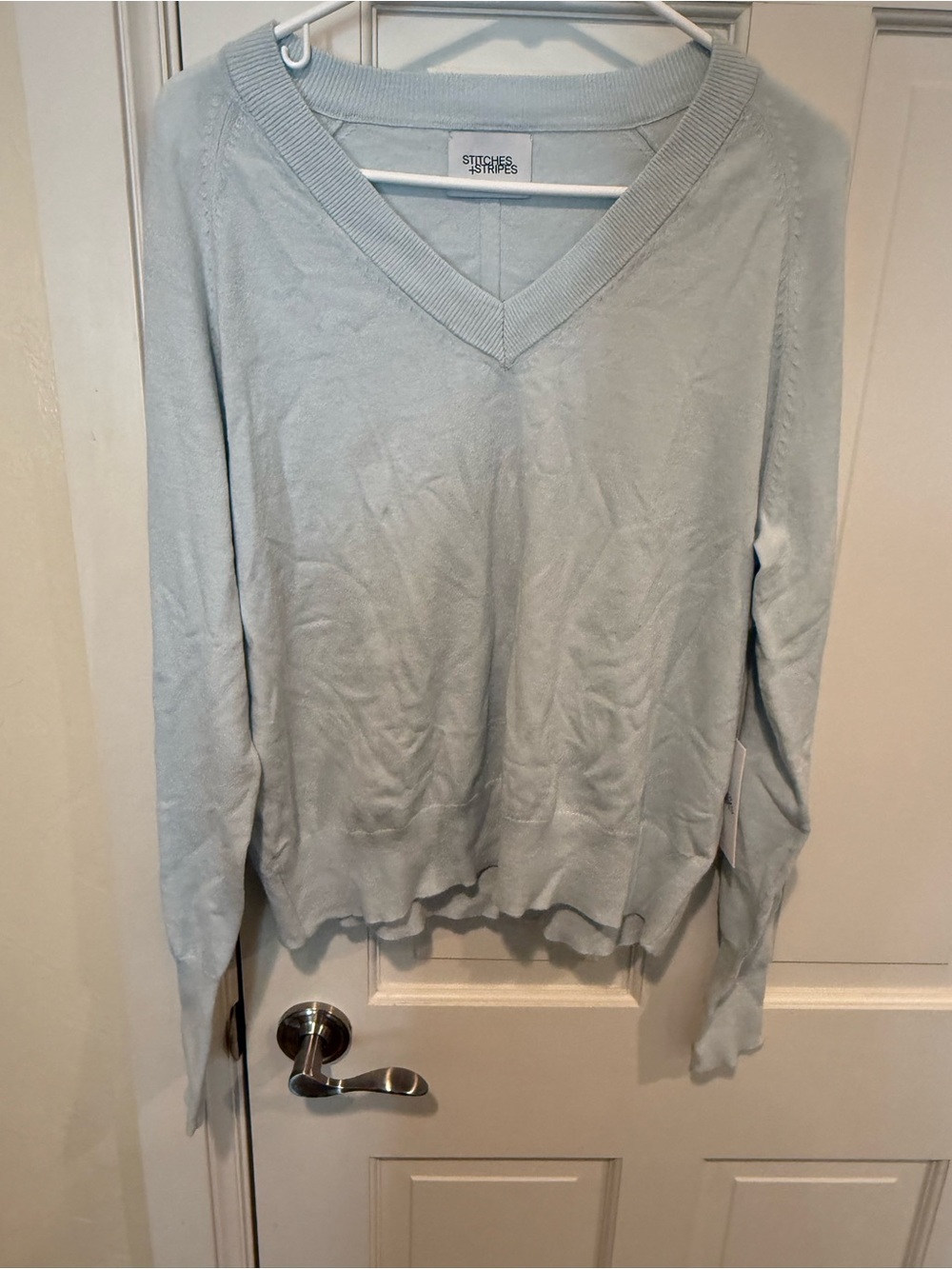 NWT Stitches & Stripes Revolve Light Blue V-Neck Sweater Small/Medium